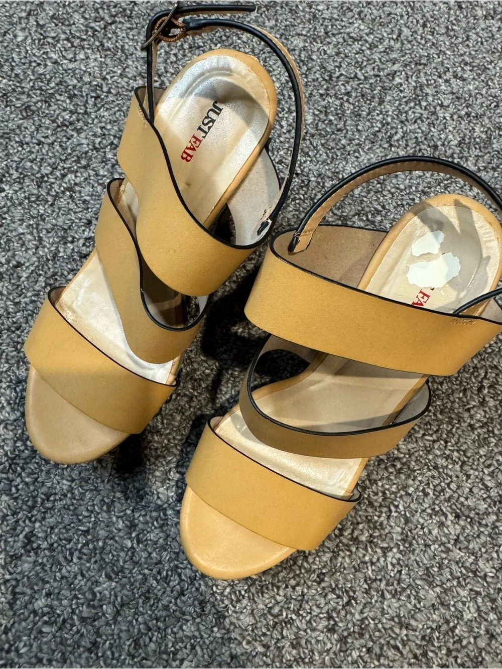 Women's JustFab Tan Platform Strappy Heels